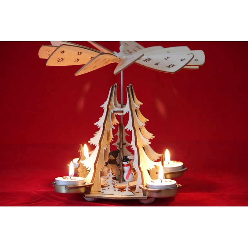 Wichtelstube-Kollektion Christmas Pyramid Winter Children's Pyramid for Tea Lights Christmas