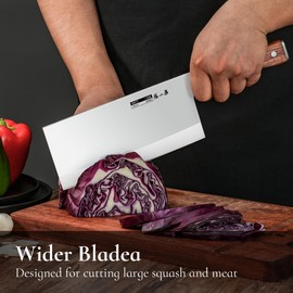 ZHANG XIAO QUAN 7.3 Inch Meat Cleaver Ultra Sharp Chinese Cleaver Knife with Wooden Handle Professional Chef Knife for Kitchen Restaurant