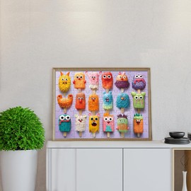 fishwisdom 100 Piece Donuts Jigsaw Puzzle for Kids Teens Age 4-8 Gift Family Time Unique Shapes Cute Monsters Puzzle (Popsicle Monsters)