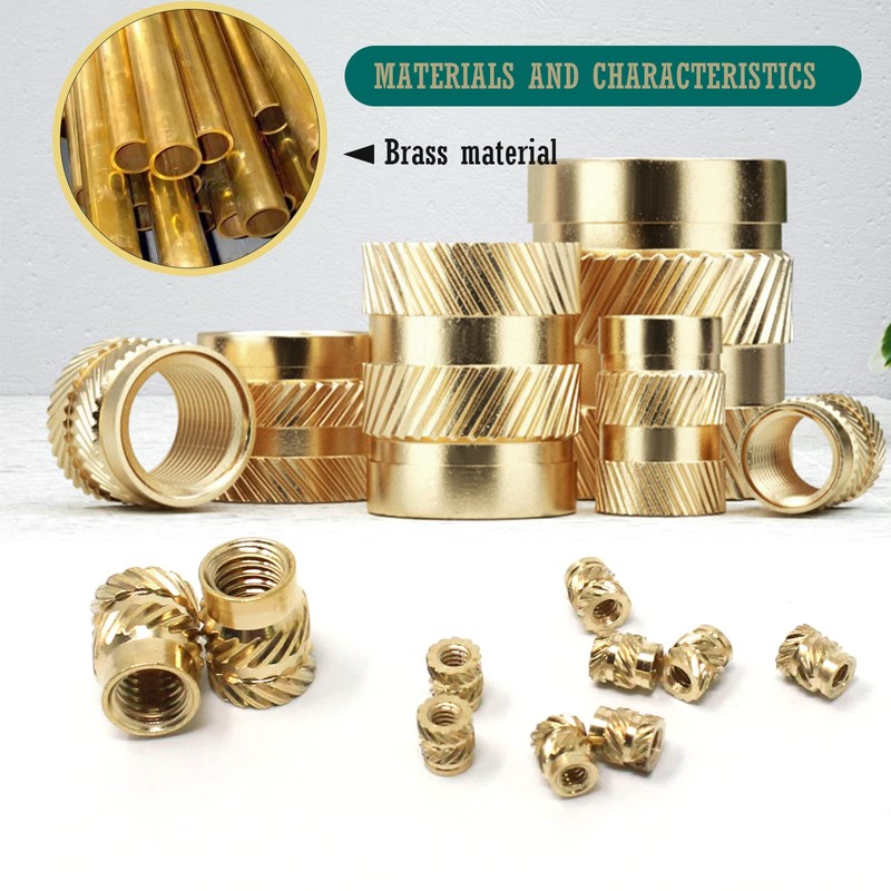 Wkmamo Pack of 400 Threaded Inserts, Female Thread Knurled Brass