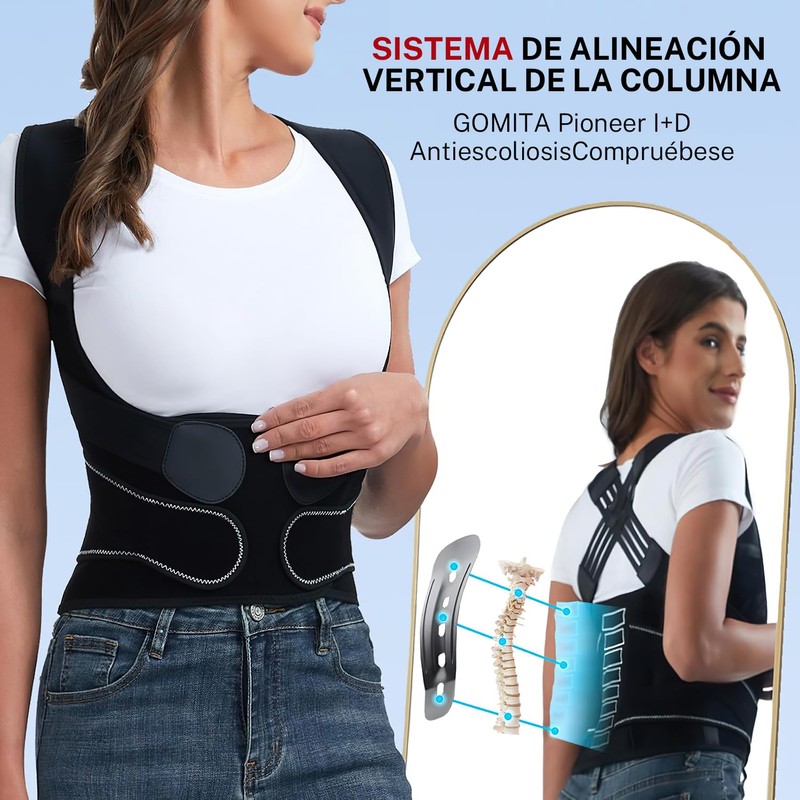 Corrector de Postura para Hombres y Mujeres,Corrector de Espalda,Tamaño Ajustable,Transpirable,Corrección