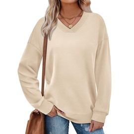 WIHOLL Long Sleeve Shirts for Women Casual Oversized Fall Sweatshirts Work School Outfits for Teachers Apricot XL