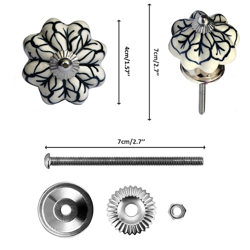 Nacnic Set of 12 hand-painted black and white ceramic knobs