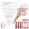 Sliner 100 Pcs Valentine's Day Popcorn Bags Cone Shaped Treat