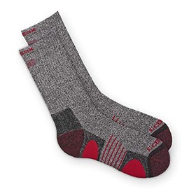 EcoSox Bamboo Viscose Full Cushion Hiking/Outdoor Crew Socks for Men & Women | Keep Your Feet Dry, Odor, & Blister Free (Large - Black w/ Red)