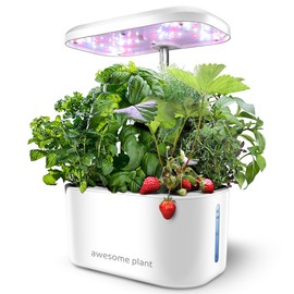 Awesome Plant 6Pro Hydroponics Growing System Kit (6 Pods), Indoor Garden Kit with 3L Watertank, 3 Grow Modes and Quiet Pump, Grow Herbs Lettuce Salad at Home Kit, Adjustable Height Up to 13", White