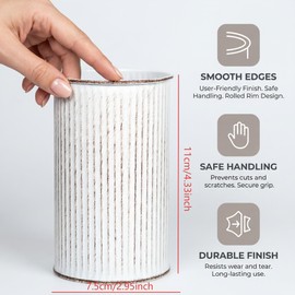 U-TIMES Metal Pen Holder with Vertical Groove Design, Multipurpose Desk Organizer Cup for Pens, Makeup Brushes, Utensils, Straws & Small Vase, Distressed Bronze