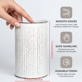 U-TIMES Metal Pen Holder with Vertical Groove Design, Multipurpose Desk Organizer Cup for Pens, Makeup Brushes, Utensils, Straws & Small Vase, Distressed Bronze