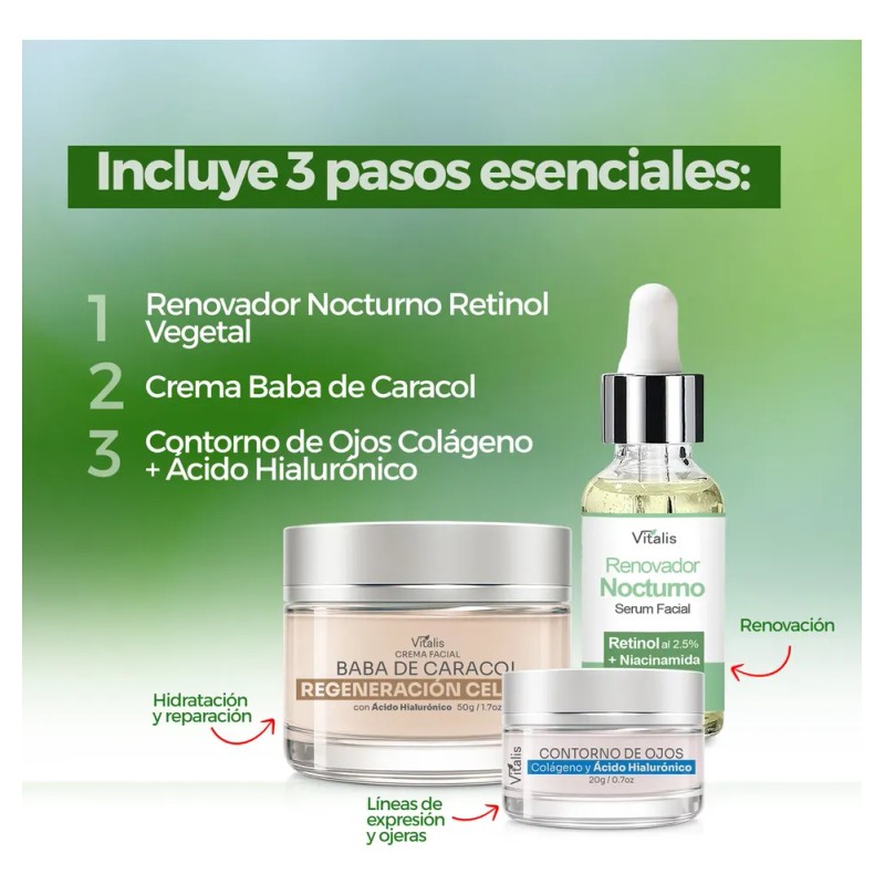Kit Vitalis Baba De Caracol Y Colágeno Sérum Antiedad