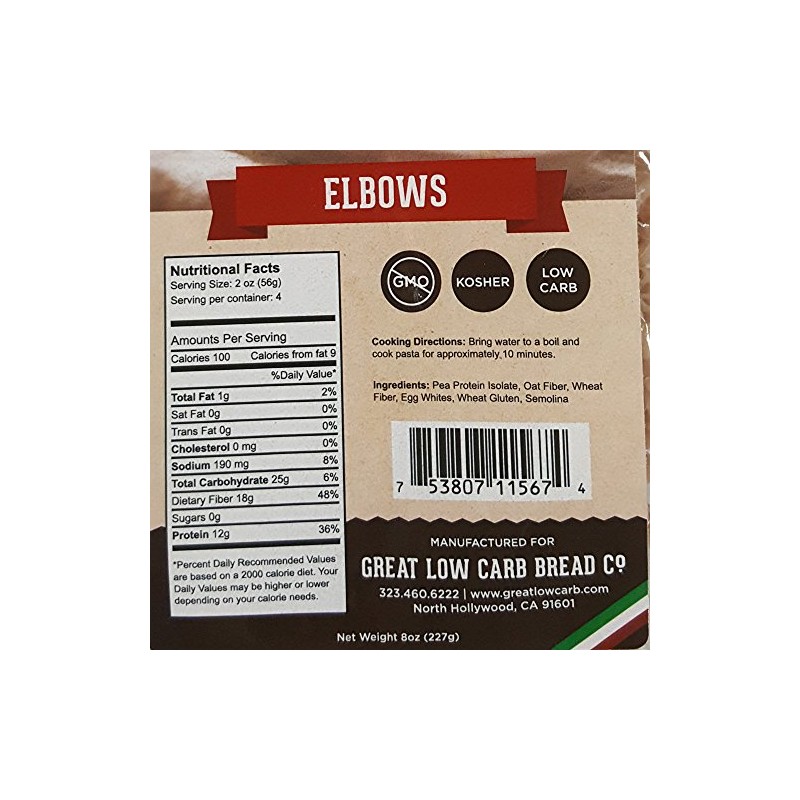 Low Carb Pasta, Great Low Carb Bread Company, 8 oz.