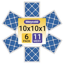 Maycold HVAC MERV 11 10x10x1 Furnace Air Filter (6-Pack), High-Performance AC Replacement Filters for Home Use - Exact Dimensions:9.70" x 9.70" x 0.75"