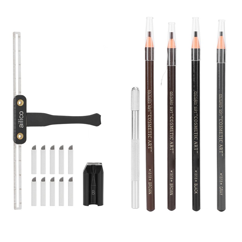 Microblading Practice Kit Eyebrow Pencil Sharpener Eyebrow Positioning Ruler Microblading