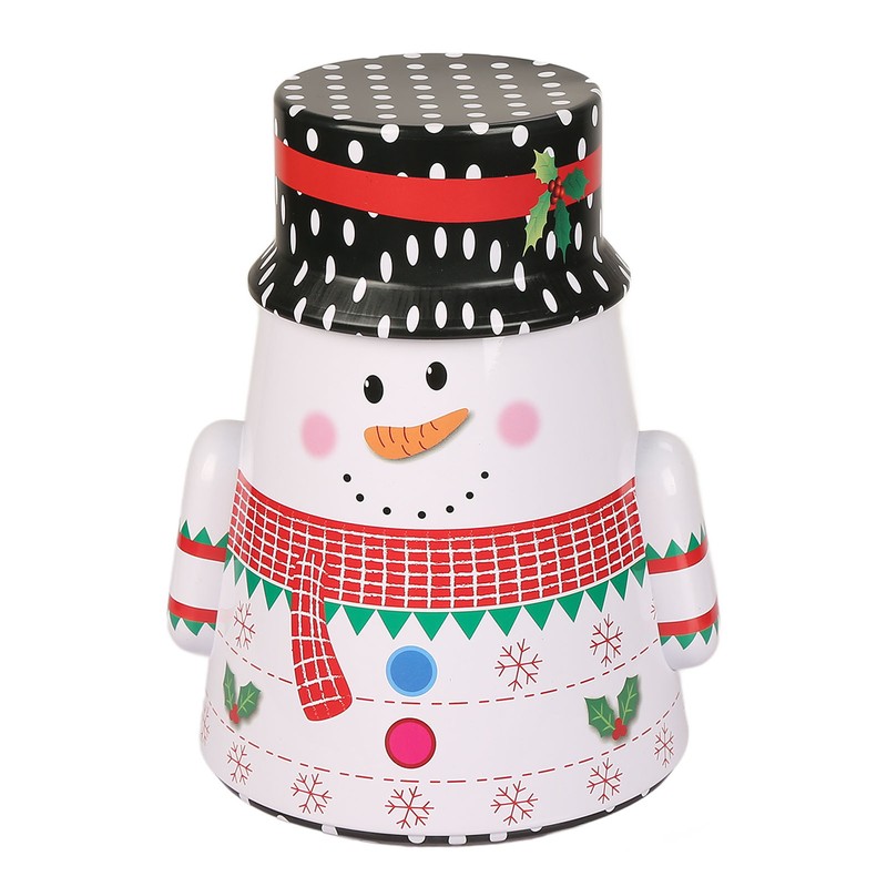 Christmas Candy Iron Box Roly Poly Design Santa Claus Snowman