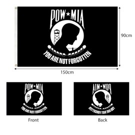 Pow Mia Flag 3x5FT Outdoor Durable polyester Black Pow Flags Banner, You Are Not Forgotten Prisoner of War Flag,Memorial Veterans,Armed Forces,Military Flag with 2 Grommets