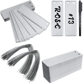 200 Aluminum Plant Tags with 200 Metal Wires - Double Sided Write On Metal Labels - Solid Stamping Tags - Waterproof Outdoor Plant Markers for Trees, Greenhouses