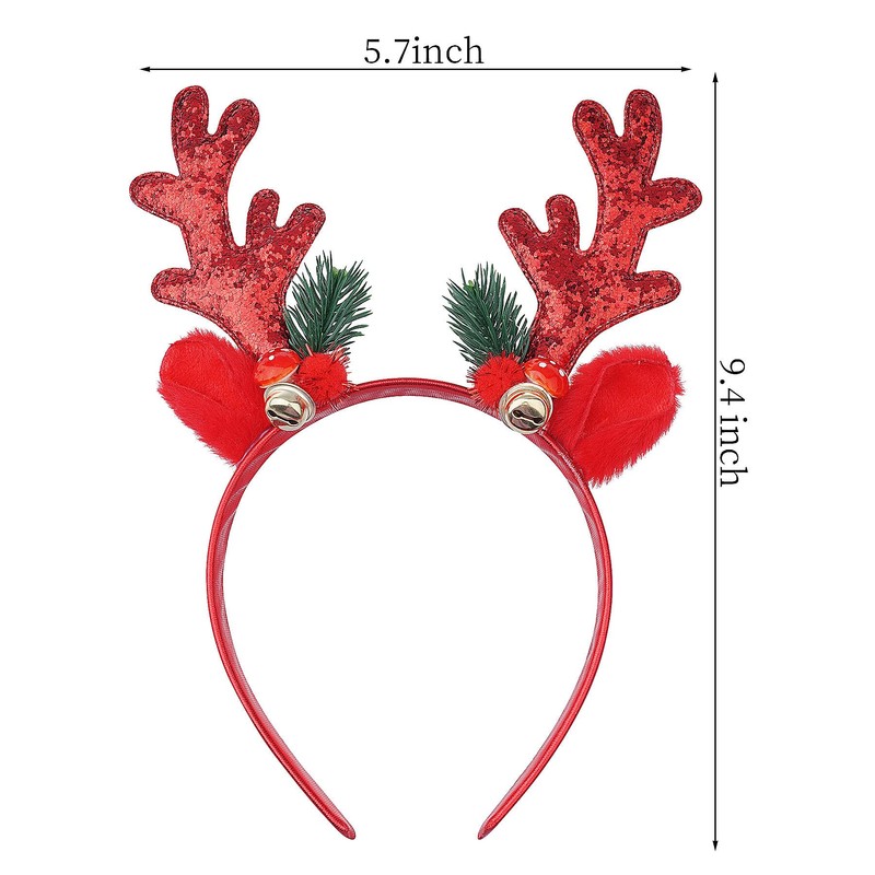 yeabwps Christmas HeadbandsGlitter Reindeer Antlers Headbands for Adults Kids Party
