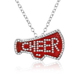 CEMOTY Red Cheer Necklaces for Teen Girls,Cheer Gifts for Girls,Cute Cheerleading Pendant Necklace Jewelry Birthday Christmas Gifts