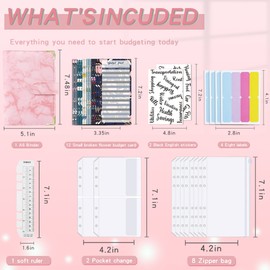 Budget Binder, Cash Envelopes for Budgeting, Money Organiser for Cash, 28 Pieces Budget Binder with Cash Envelopes, Marble 6-Ring Money Saving Binders (Pink)
