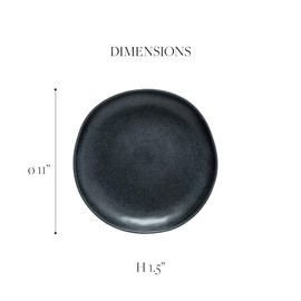 Costa Nova Ceramic Stoneware 11'' Dinner Plate - Livia Collection, Matte Black | Microwave & Dishwasher Safe Dinnerware | Food Safe Glazing | Restaurant Quality Tableware