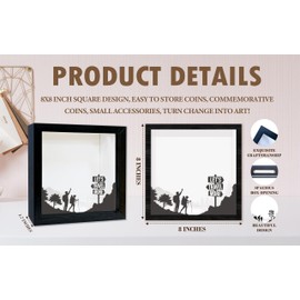 Black Travel Shadow Box Frame with Slot, Let's Travel More Boxes Frames for Fund, 8x8 Memory Box for Keepsakes, Travel Gifts and Decorations, 08