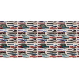 Ambesonne Train Pencil Pen Holder, Continuous Pattern with Various Types of Trains Industrial Themed Image Locomotive, Ceramic Pencil Holder for Desk Office Accessory, 3.6" X 3.2", Multicolor