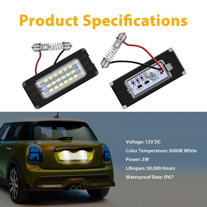 Erato LED License Plate Light Canbus Error Free for Mini