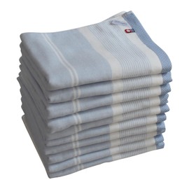 Imabari Gauze & Pile Face Towels, Set of 10, Bulk Purchase, Loop, Made in Japan, 100% Cotton, Thin, Quick Drying, Room Drying, Border Pattern, Stylish, Moving Towels, New Lifestyle (Blue, Face Towels,