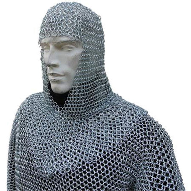 Medieval Chain Mail Shirt and Coif Armor Set and Shirt
