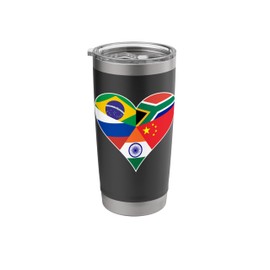 BRICS Flags Heart Brazil, Russia, India, China, South Africa Stainless Steel Insulated Tumbler