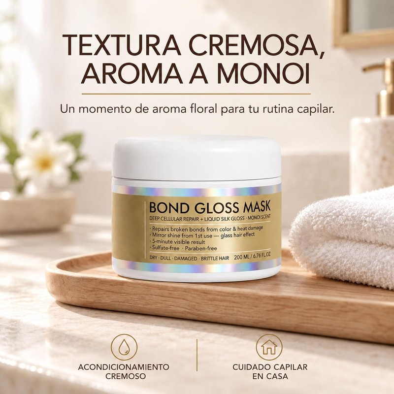 Mascarilla Bond Gloss, Hidratación Intensa con Tecnología Bond Repair 200ml