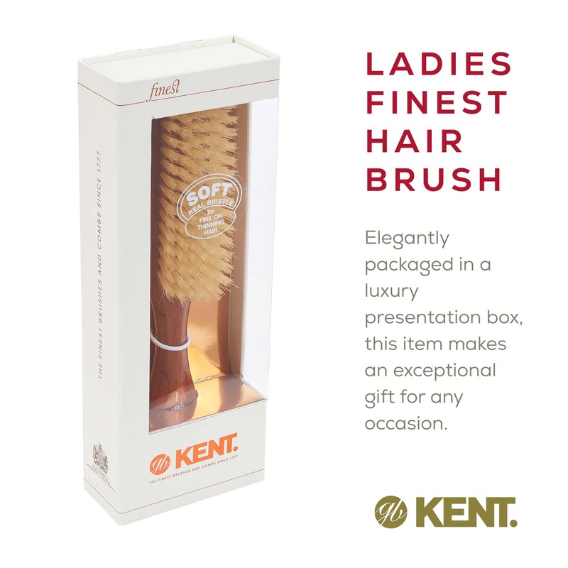 Kent DA4S Finest Women's Danta Wood, Soft White Bristle, Narrow