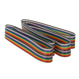 Fielect Rainbow Wire Flat Rainbow Ribbon Jumper Cable Wire 20Pin 1.27mm Pitch 100cm Long Color 1pcs