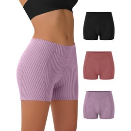 Carer 3 Pack Washable Incontinence Underwear for Women, 120ml Leakproof Boyshorts with Drainage Channels, Sporty Nylon Protective Panties, 1 Black/1 Dusty Rose/1 Deep Purple, X-Large