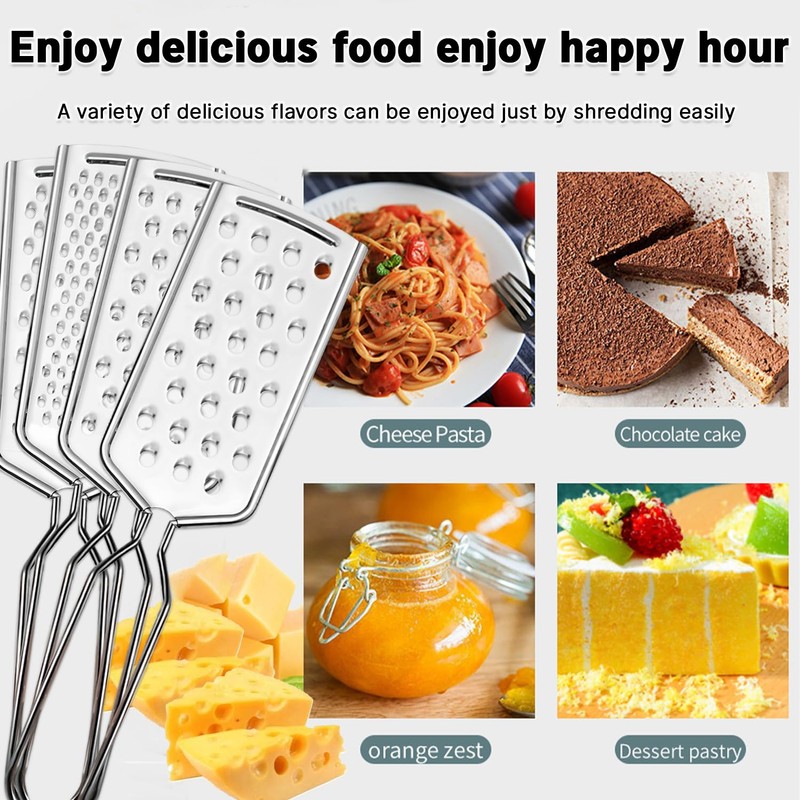 Cheese Grater for Kitchen 4 Sizes Stainless Steel Non-Slip Heavy-Duty