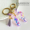 JINGUAZI Initial letter Keychains for Women Tassel Butterfly Pink Purple