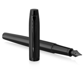 Parker IM Fountain Pen, Matt Black with Black Trim, Fountain Pen with Medium Nib and Blue Ink, Gift Box