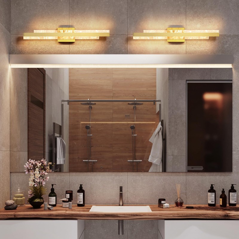 HAHZT Modern Bathroom Vanity Light: Brushed Gold 27 inch 28W