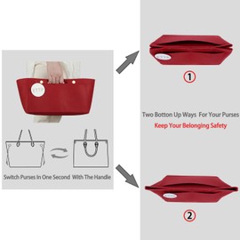 ETTP Purse Organizer Insert For Handbags, Felt Tote Bag Organizer Insert, Handbag Organizer, Compatible with Neverful Speedy and More, 6 Size (Small,Red)