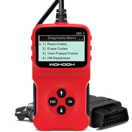 Universal OBD2 Engine Fault Reader Car Scanner, Professional Auto Car Diagnostic Scanner Repair Tool, HD LCD Display Screen, I/M Readiness Smog Check CAN Diagnostic Scan Tool (RED)