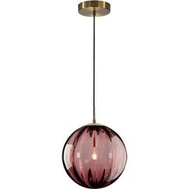 KCO Lighting Modern Globe Pendant Light Contemporary Small Gold Pendant Lighting Kitchen Island Lights Small Glass Hanging Lights (Burgundy-7.9”)