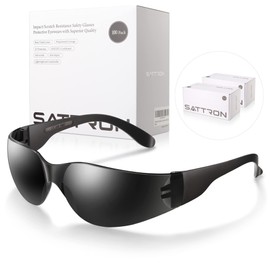 100 Pack of Tinted Safety Glasses, Scratch & Impact Resistant Protective Eyewear, Ploycarbonate Dark Smoke Lenses for UV Protection, Safety Sunglasses for Construction, Outdoor Work & Shooting