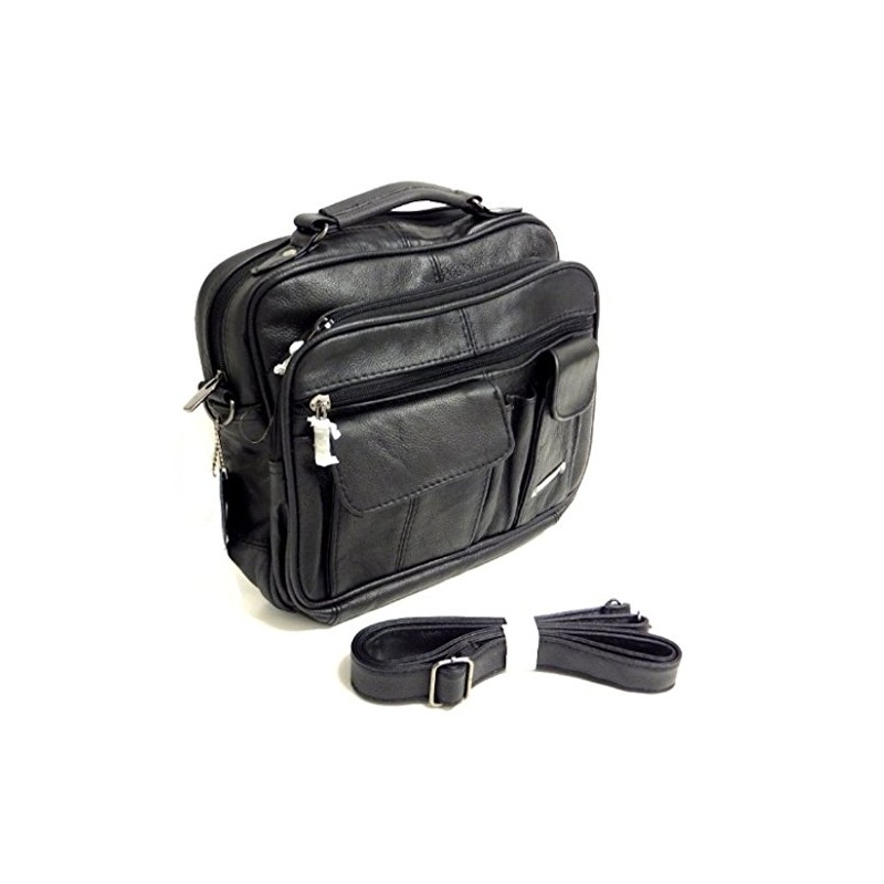 Ladies Mens Real Leather Travel Flight Shoulder Cross Body Organiser