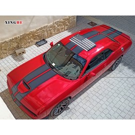 Xinghe Sunroof American Flag Decals for Trucks, Matte Black USA Flag Sunroof Decals for Trucks, Car, Vehicles, Waterproof Vinyl American Flag Decals for Trucks (Universal for Most of Car, Matte Black)