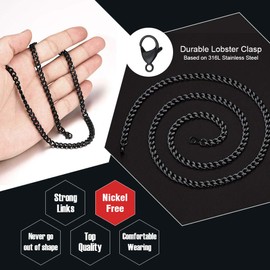 Black Men's Women's Necklace 14 inch Curb Link Chain for Men Mens Gifts