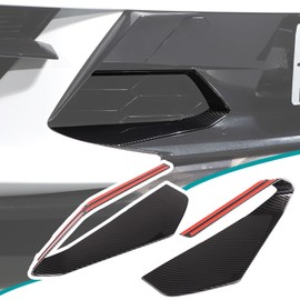 Hudiriy Car Front bumper middle air intake grille decorative frame Compatible with Corvette C8 2020-2023 Front radiator protection accessories sticker (ABS，Carbon Fiber Pattern)