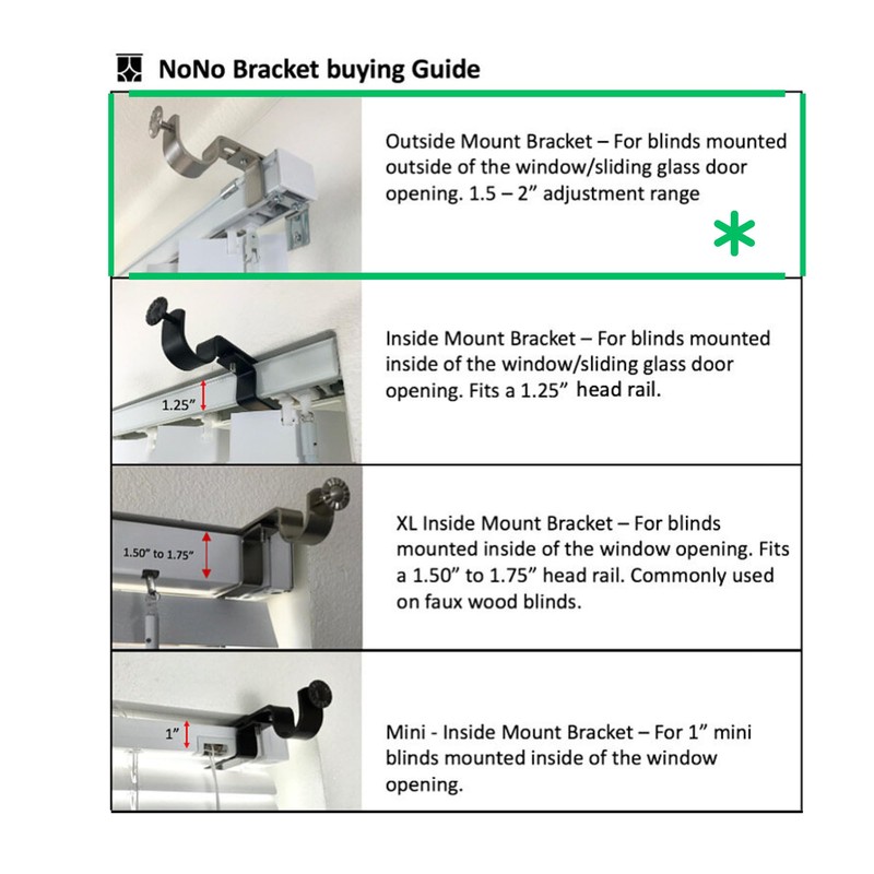 NoNo Bracket - Curtain Rod Bracket Attachment (Brass Set of