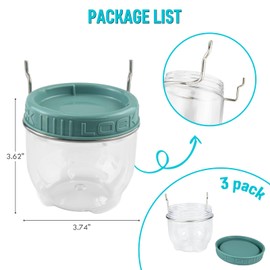 G.CORE Peg Board Organizer Clear Jars - 3 Pack Large Pegboard Accessories with Steel Hangers Fit 1/8 1/4 Holes - Pegboard Wall Containers for Garage Sewing Art Craft Room Office Organization (Green)