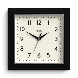 JONES CLOCKS® Mustard Wall Clock | Square Retro Clock | 10 inch | Pale Blue | Diner Style | Perfect for Kitchen. Living Room or Office
