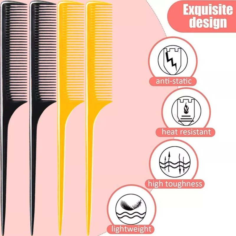 Rat Tail Comb LUXXII (4 Pack) 9.25" Sturdy Rat Tail