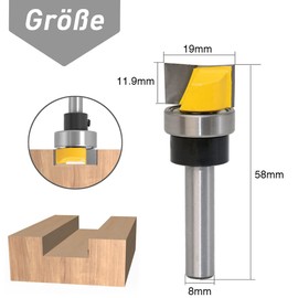 Mesee Floor Cleaning Cutter Set, 8 mm Shank Flush Cutter Set, Double Flute Carbide Cutter, Woodworking Tool Bit Diameter Floor Cleaning Woodworking Cutter Bit